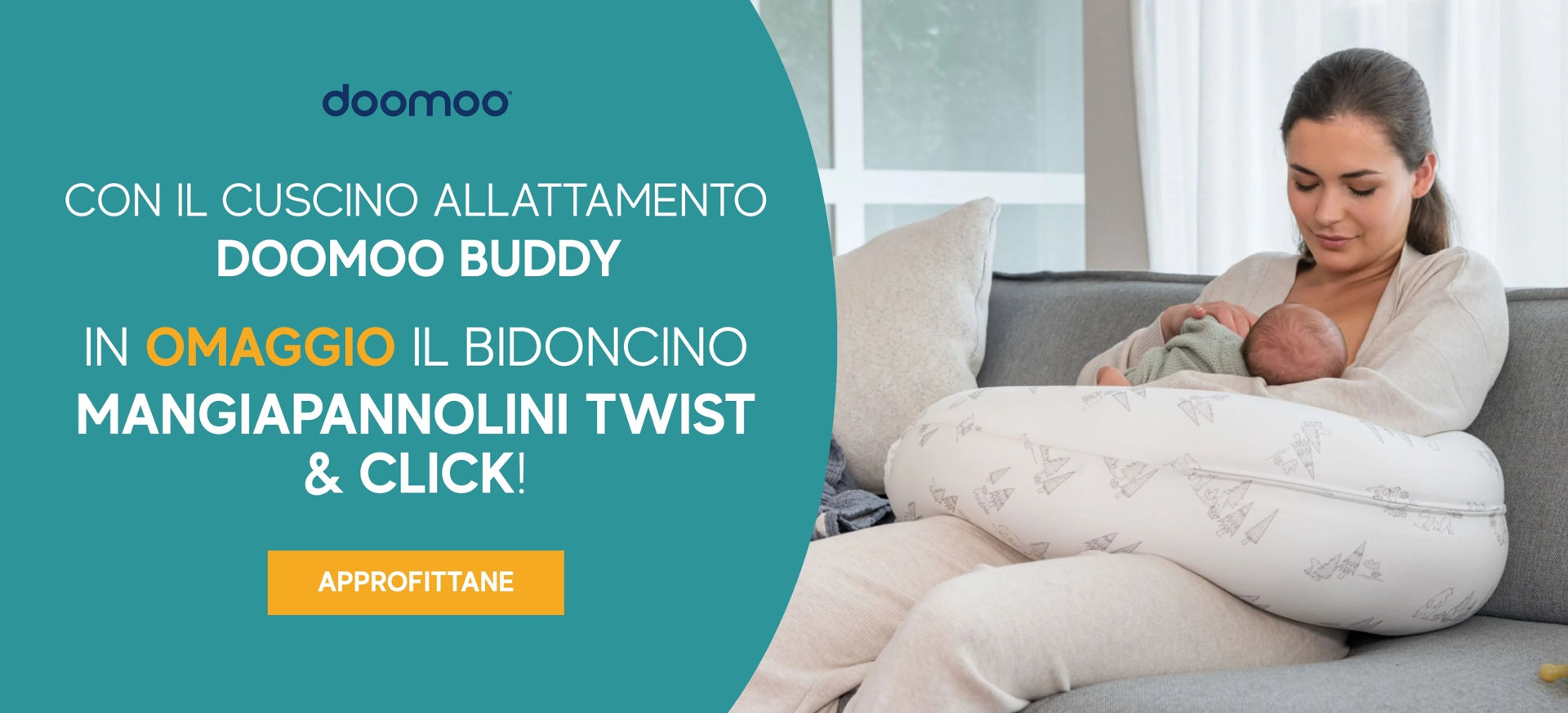 Cuscino allattamento Buddy: mangiapannolini Sangenic in omaggio
