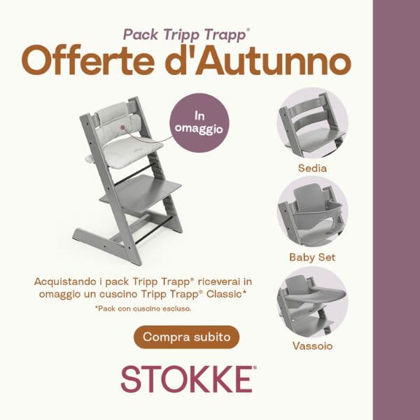 Tripp Trapp con Vassoio: cuscino omaggio — Offerte d'Autunno Stokke